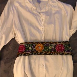 BoHo Embroidered Rope Tie Belt